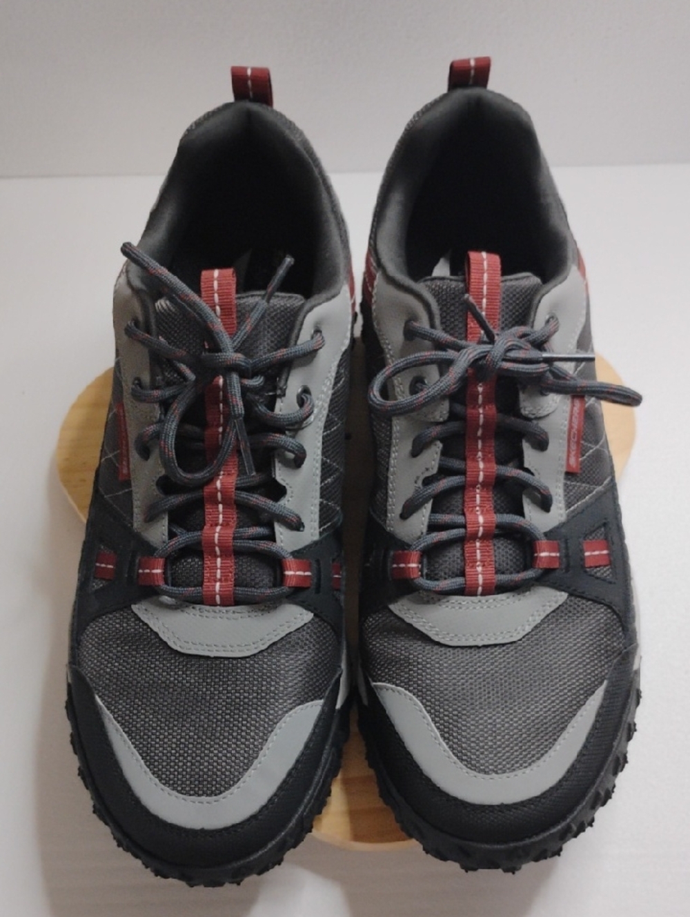 Men's Grey and Red Trail Sneakers